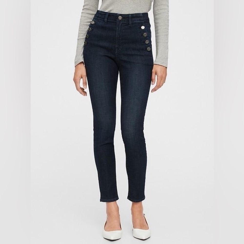 GAP High Rise True Skinny Sailor Ankle Jeans Blue Size 0/25
